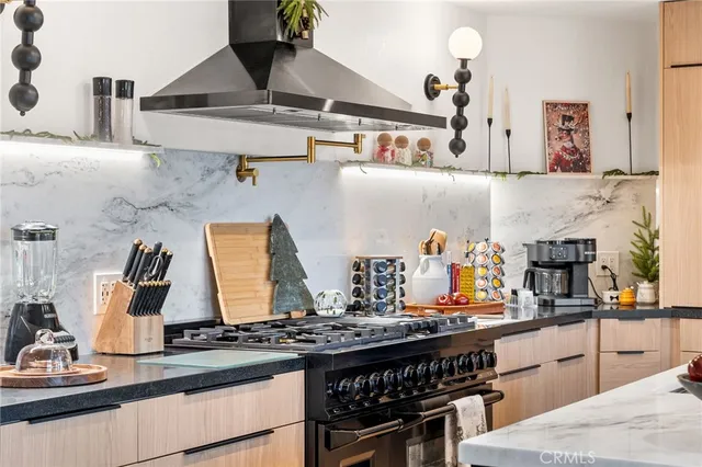 a kitchen with lots of counter top space
