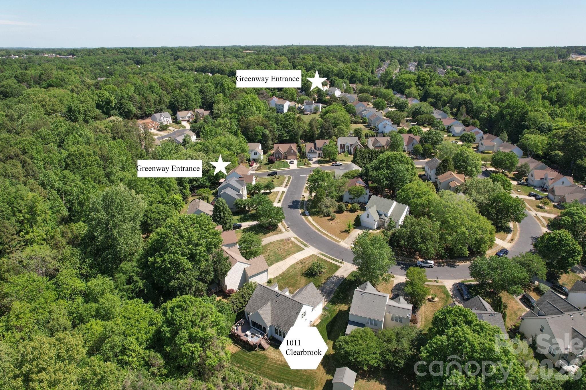 1011 Clearbrook Road Matthews, NC 28105 - Photo 37 of 46 an aerial view of residential houses with outdoor space and street view
