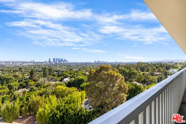 a view of a city from a balcony