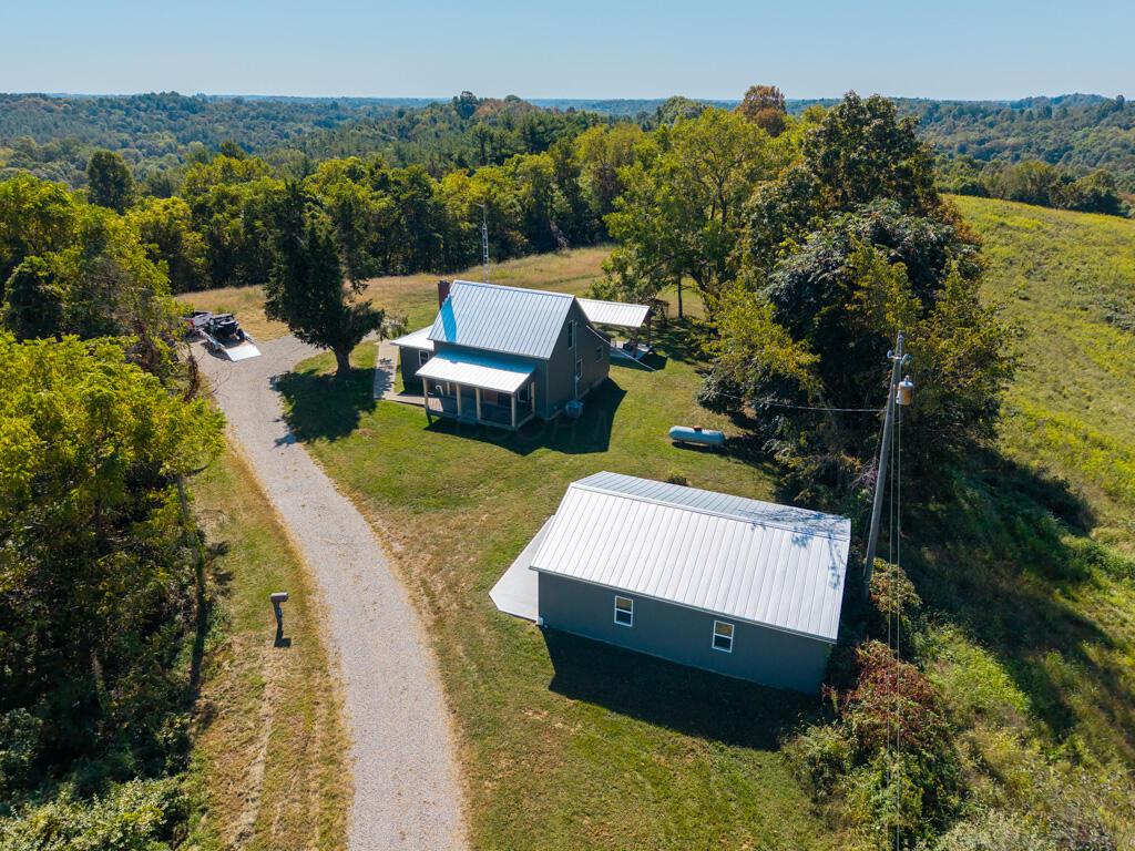 Front of House Aerial View and Driveway