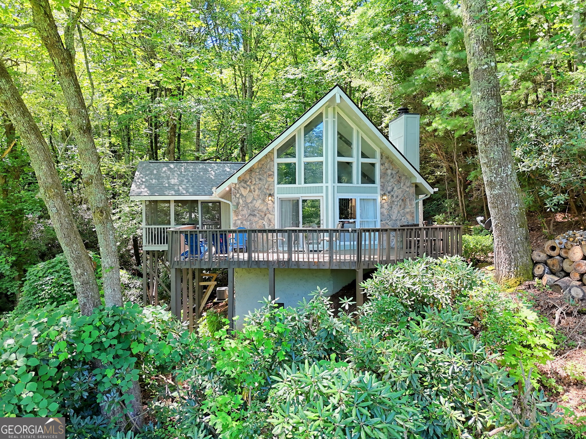 850 Ridgepole Drive Sky Valley, GA 30537 - Photo 3 of 73 a view of a house with pool and sitting area