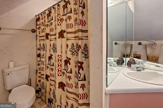 an aerial view of a house