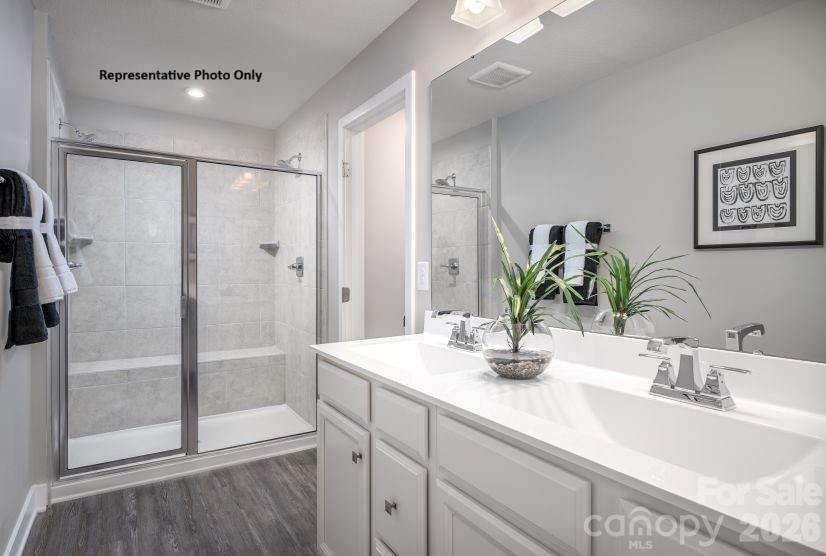 2308 Flicker Road, Unit 1046A Indian Land, SC 29707 - Photo 7 of 15 a bathroom with a double vanity sink mirror and shower