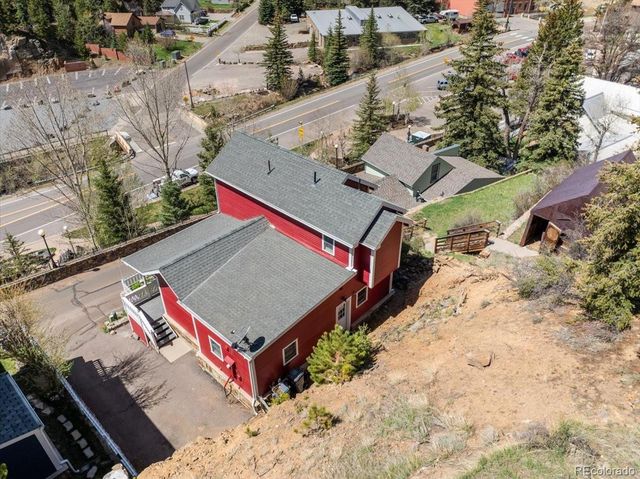 an aerial view of a house