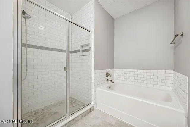 a bathroom with a bathtub