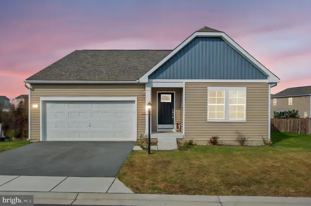a front view of a house with garage