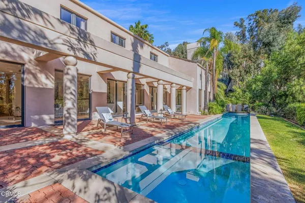 a building outdoor space with furniture