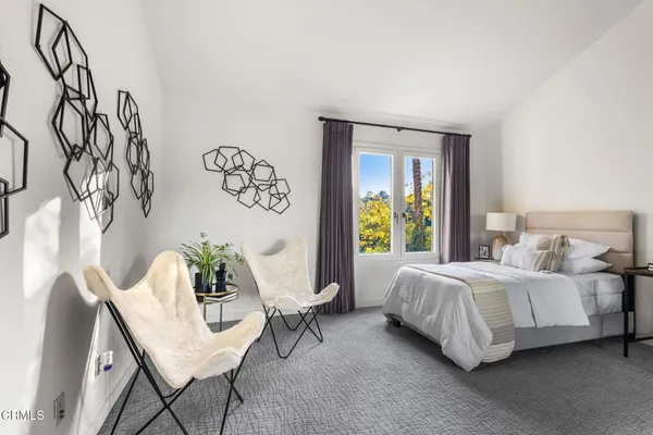 a view of a yard with plants and trees