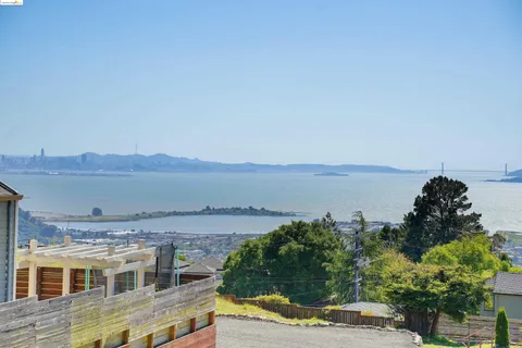 a view of a lake with a mountain
