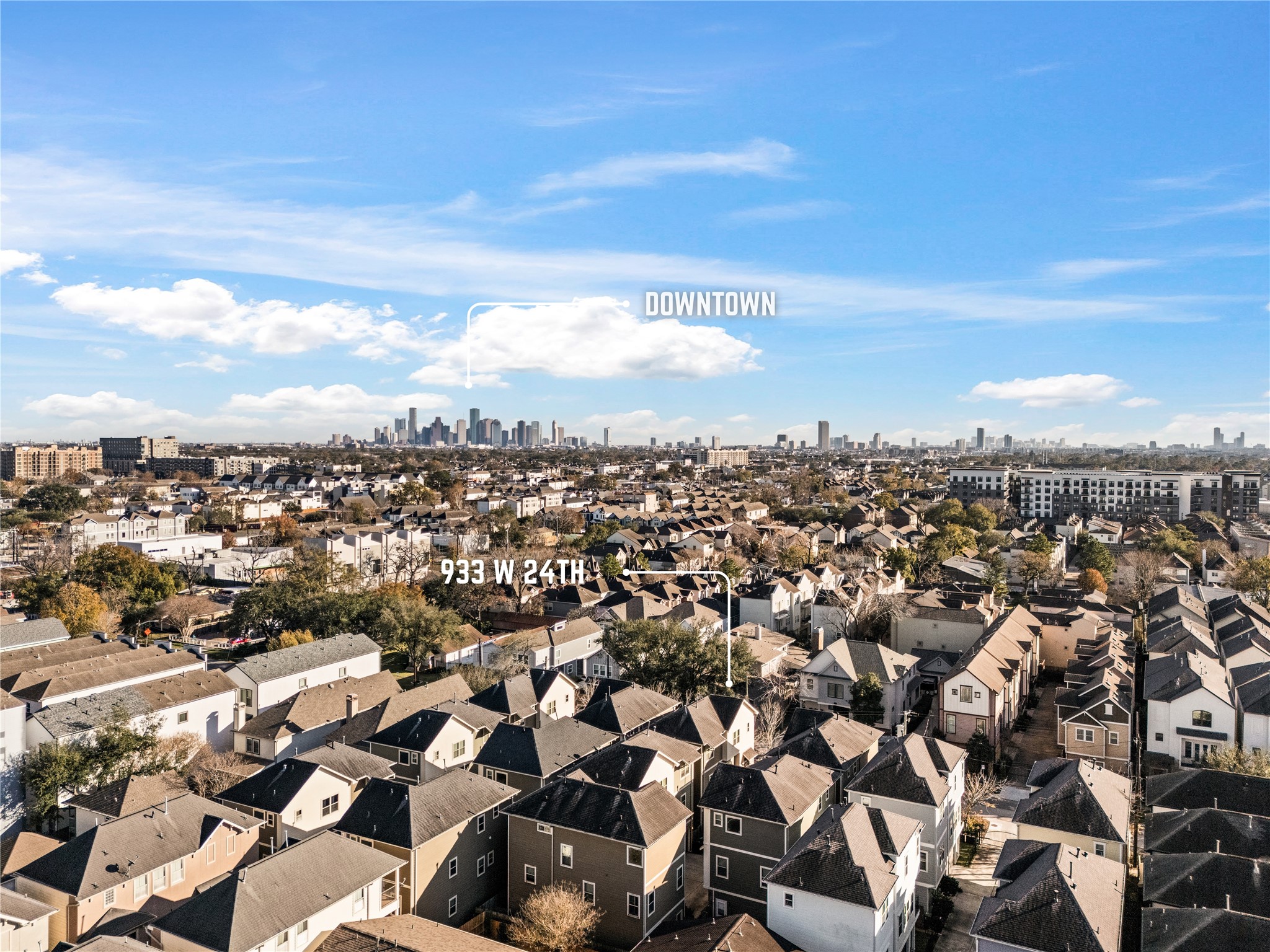 933 West 24th Street, Unit A Houston, TX 77008 - Photo 36 of 41 an aerial view of multiple house