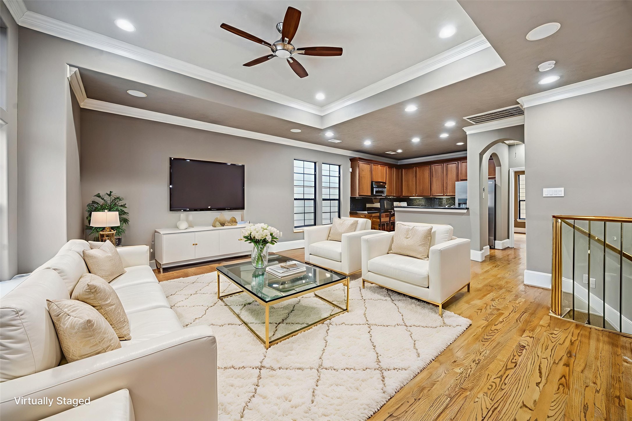 1376 Studer Street Houston, TX 77007 - Photo 7 of 38 a living room with furniture and a flat screen tv
