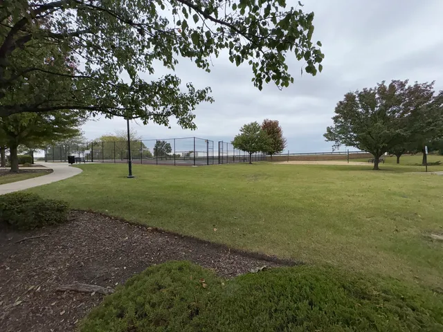 a view of grassy field with trees