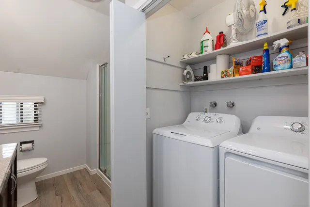 a utility room with dryer and washer