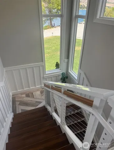 a view of a kitchen from the living room