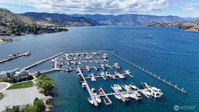 an aerial view of a house with a garden