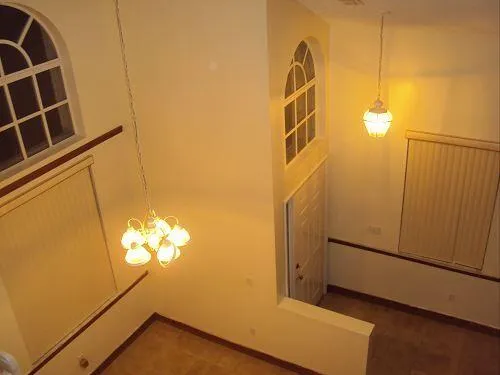 a view of a door with a lamp