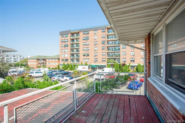a view of a city from a balcony
