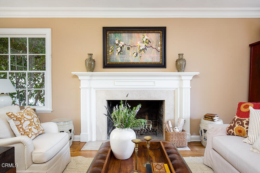 141 Sierra View Road Pasadena, CA 91105 - Photo 6 of 38 a living room with furniture and a fireplace