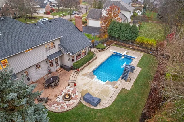 an aerial view of a house