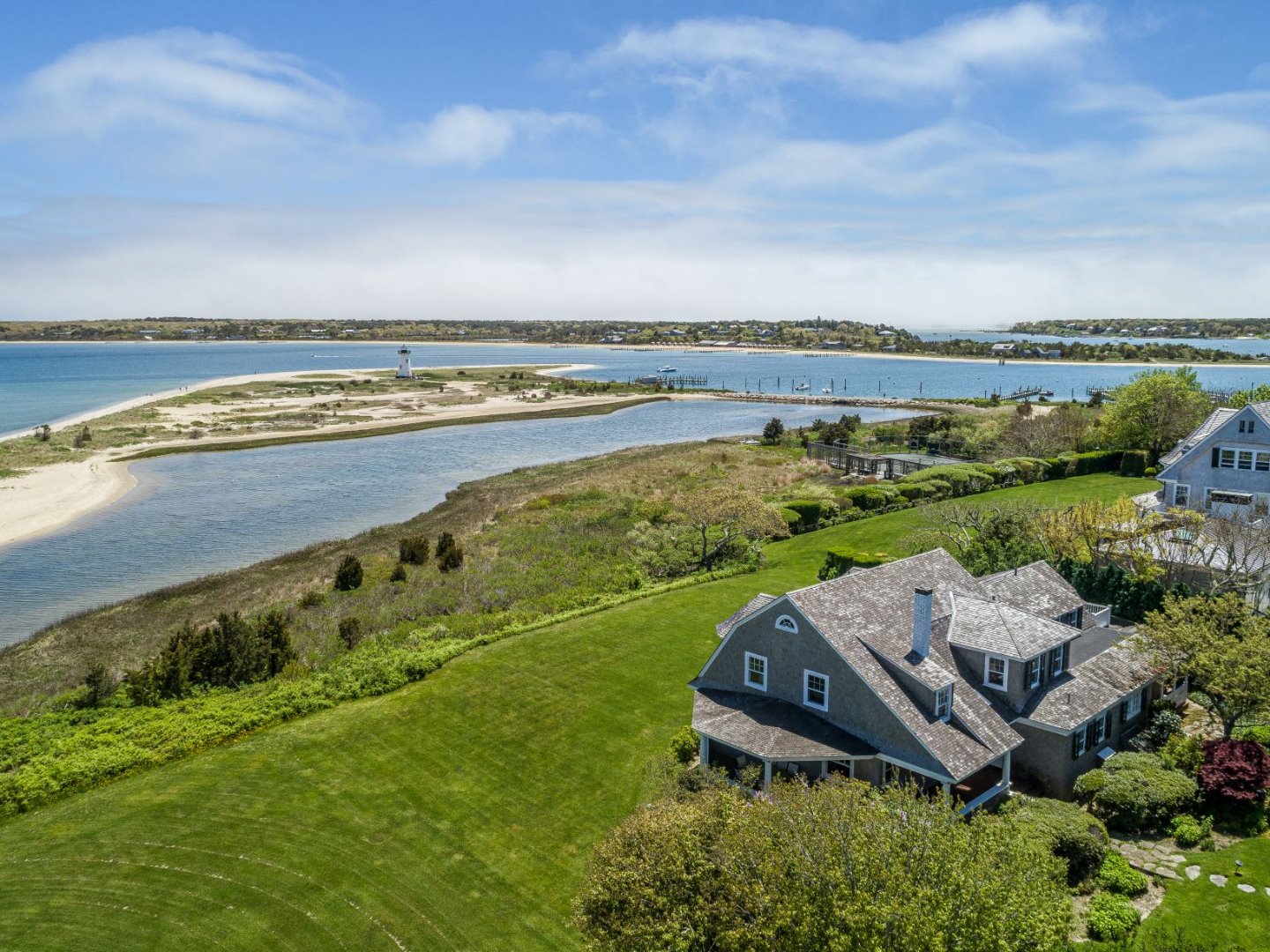 7 Starbuck Neck Road Edgartown, MA 02539 - Photo 40 of 41 an aerial view of a house with garden space and ocean view
