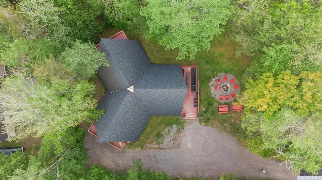 an aerial view of a house