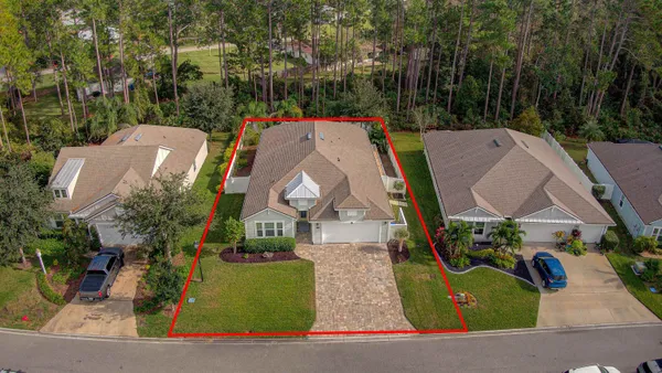 an aerial view of a house