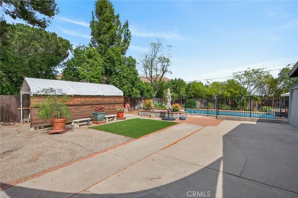 front view of a house with a patio