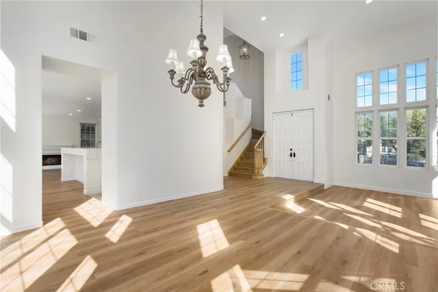 a view of a livingroom with a chandelier