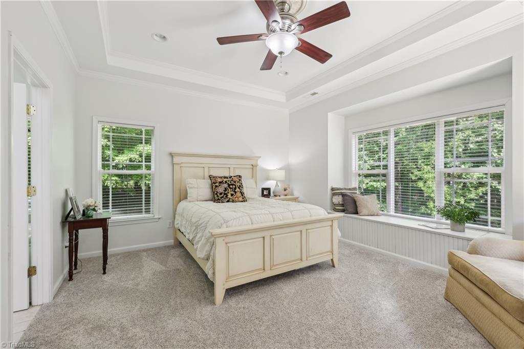449 Wallburg-High Point Road Winston-Salem, NC 27107 - Photo 24 of 50 Primary Bedroom with Trey ceiling and lovely window seat for lots of natural light!