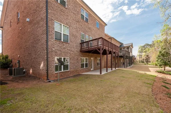 a view of a porch of a house