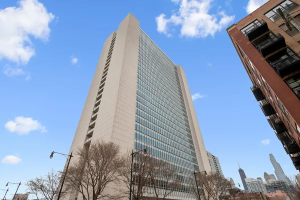 a view of a tall building