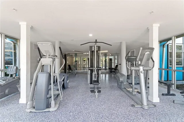 a view of a room with gym equipment