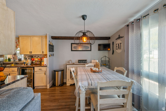 255 North 1600 West, Unit 60 Provo, UT 84601 - Photo 3 of 22 Dining area with wine cooler and dark wood-style floors