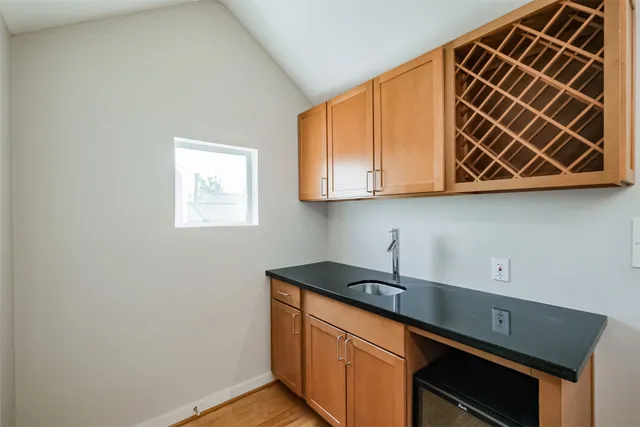 a room with lots of trees in front of it