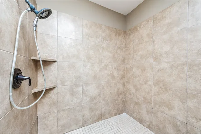 a bathroom with a bathtub