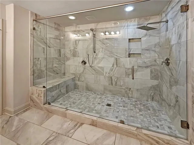 a view of a room with racks on the wall