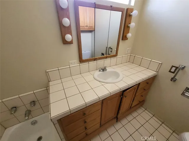 a bathroom with a bathtub