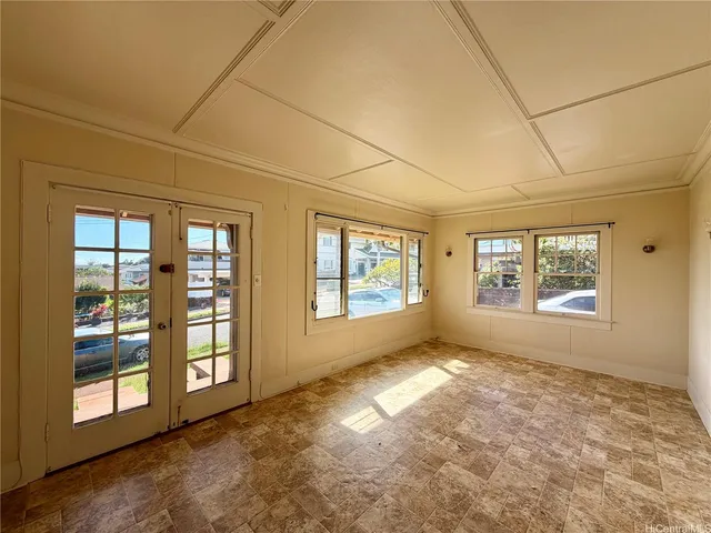 an empty room with windows