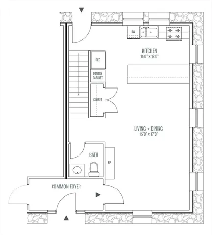 a picture of a bench in a white wall