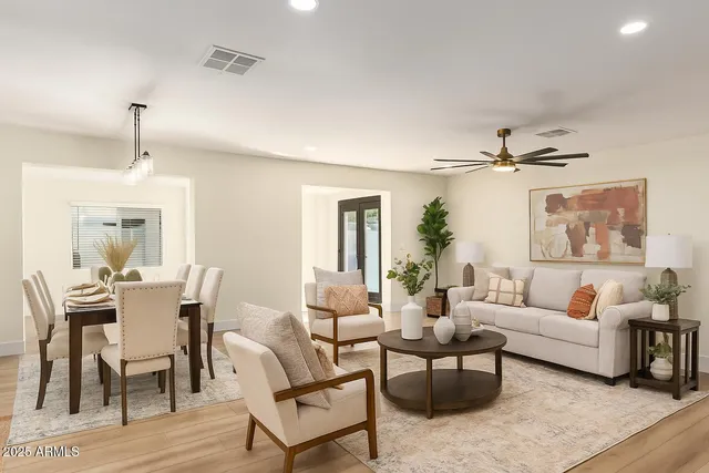 a living room with furniture