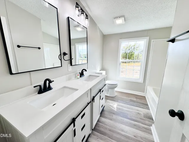 a view of a large yard with large trees