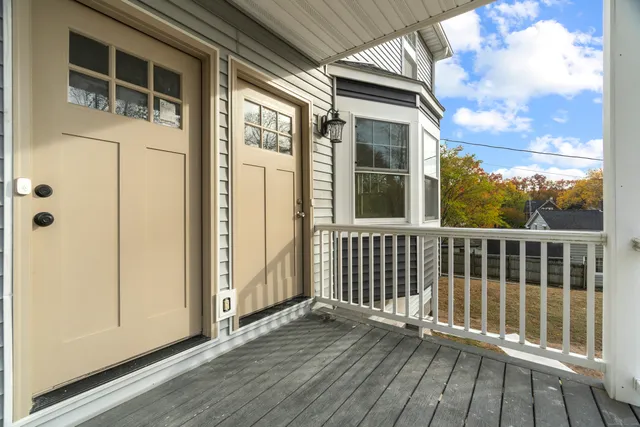 a view of a wooden deck