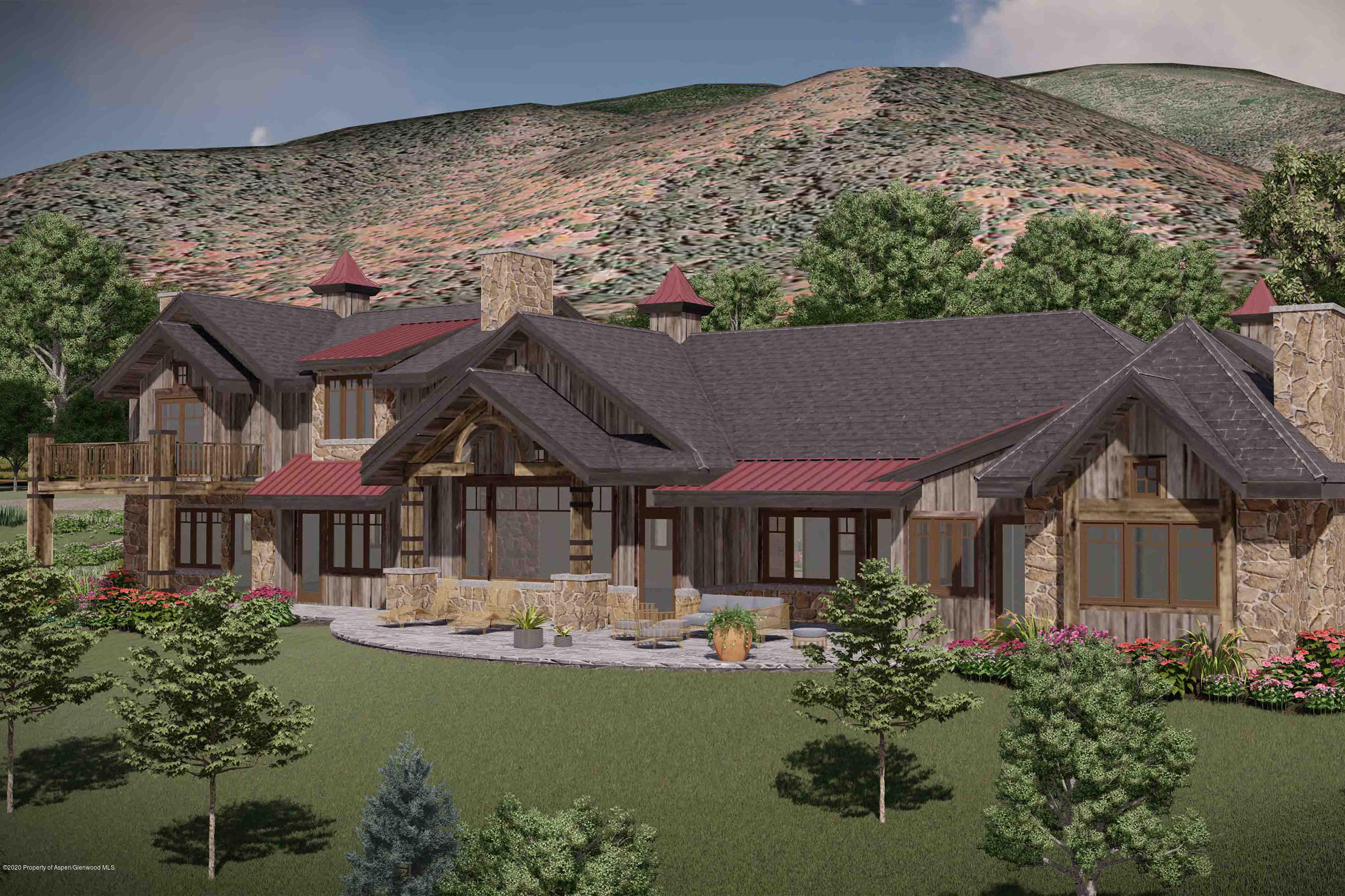 182 Hoaglund Ranch Road Basalt, CO 81621 - Photo 25 of 31 a front view of a house with garden and sitting area