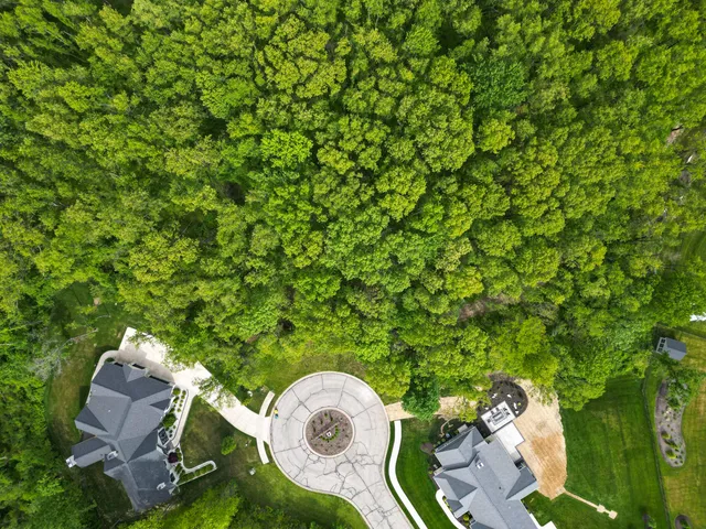 an outdoor space with furniture