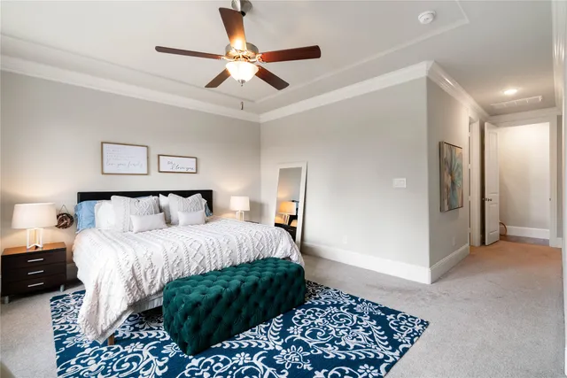 a bedroom with a bed and a walk in closet