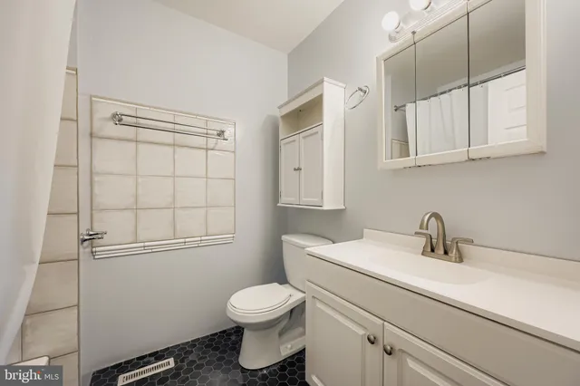 a bathroom with a sink toilet and vanity