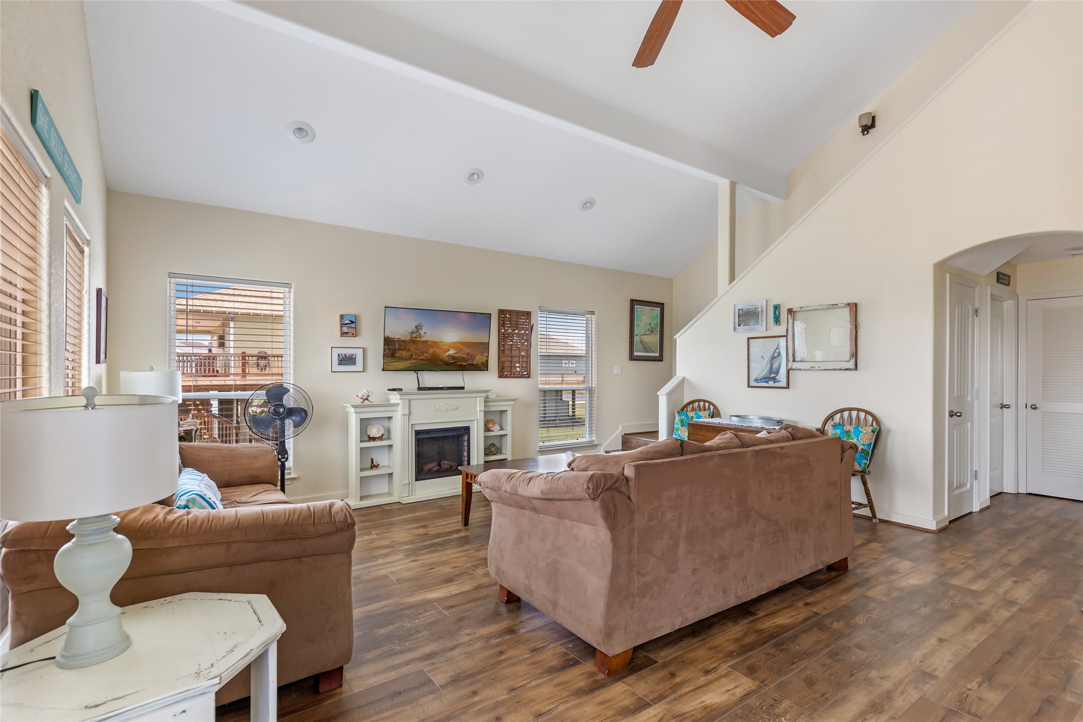 2116 Canal Crystal Beach, TX 77650 - Photo 21 of 45 a living room with furniture and a fireplace
