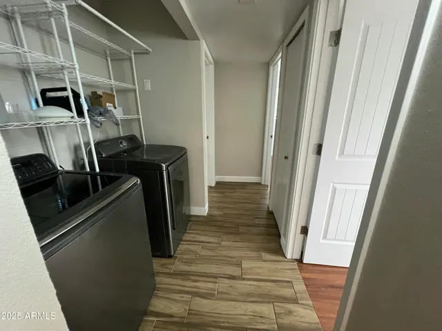 a view of a storage and utility room