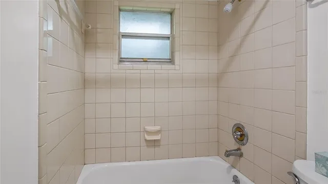 a bathroom with a bathtub