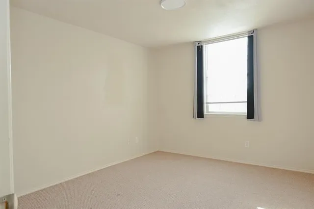 a view of a small space with a window